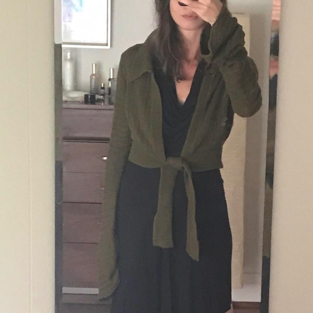 SAVANNAH MORROW organic cotton halle knit sweater forest green